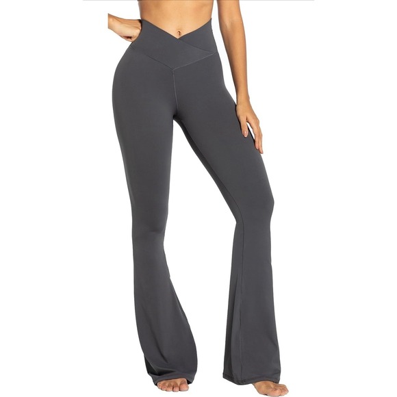 Pants - Sunzel Flare Leggings, Crossover Yoga Pants, X Small, Dark Gray‎